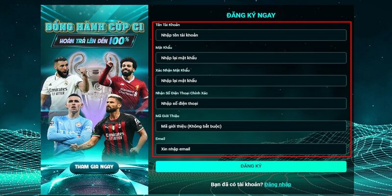 Cung cấp thông tin cá nhân tại biểu mẫu đăng ký WW88